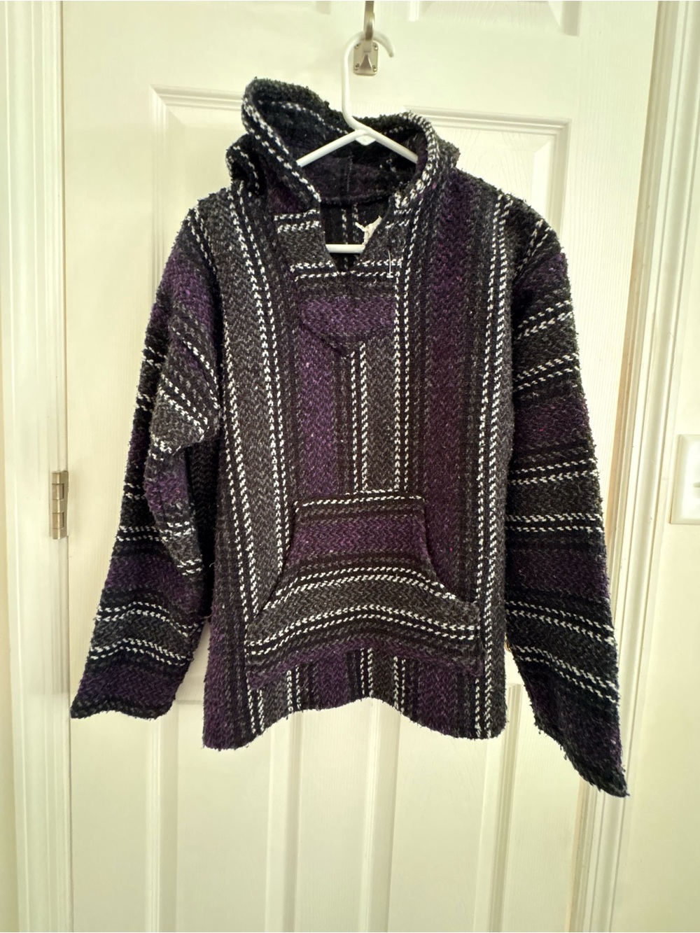 Hooded Baja Sweater - Purple & Black